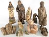 Ten piece lot of carved wood figures, ht