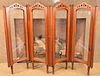 Mahogany four panel fire screen with etched glass all set on turned legs. 
ht. 42in., wd. 60 1/2in. Provenance: Property from