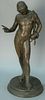 Bronze Greek Classical figure of Narcissus on circular bronze base. ht. 24 1/2in.
