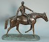 Large bronze horse with rider on oblong base. ht. 22 1/2in., lg. 27in.