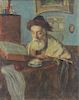 HERSCHEL, Otto. Oil on Canvas. Rabbi with Book.