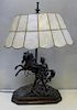 Antique Patinated Metal Horse Sculpture as a Lamp.