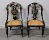 19 Century Pair Of Papier Machier Chairs .