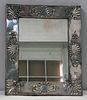 SILVER. .900 Silver Framed Mirror with Shell Motif
