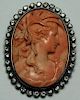 JEWELRY. Magnificent Carved Coral Brooch of a