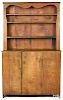 New England pine stepback open pewter cupboard