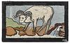 Hooked rug of a ram, ca. 1930