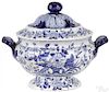 Staffordshire blue and white covered tureen