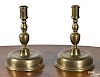 Pair of Dutch brass bell base candlesticks