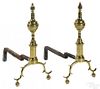 Pair of Federal brass andirons, early 19th c.
