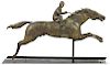 Swell bodied copper horse and jockey weathervane