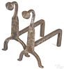 Pair of miniature wrought iron andirons, 19th c.