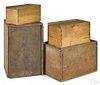 Nest of four pine slide lid boxes, 19th c.