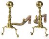 Pair of late Federal brass andirons, 19th c.