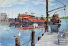 Allan Halladay Mohegan Bay Maine Tugboats Painting
