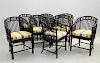 8 High Style Lacquered Bamboo Continuous Armchairs