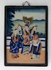 19C. Chinese Emperor Zitan Framed Reverse Painting