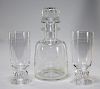 Lalique Alger Crystal Decanter & Goblet Glasses