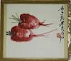 Chinese Watercolor Calligraphic Painting of Radish