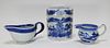3 Chinese Export Blue & White Porcelain Articles