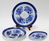 3 Chinese Export Blue Fitzhugh Porcelain Plates