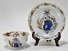 Chinese Export Armorial Porcelain Cup & Saucer
