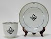 Chinese Export Masonic Porcelain Cup & Saucer