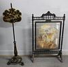 Antique Fire Screen and A Chinoiserie Decorated