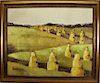 Margaret Kutner, Painting of a Field of Hay Bales