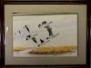 20th C. Watercolor of Geese in Flight, Signed