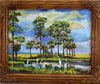 Florida School, Painting of Egrets in Landscape