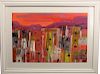 Signed 20th C. Painting, Southwestern Cityscape