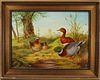 Signed, 20th C. Painting of Ducks Near Stream