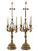 A Pair of Louis XV Style Gilt Bronze Five-Light Candelabra Height overall 35 1/4 inches.