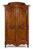 A Louis XV Walnut Armoire Height 106 1/2 x width 58 x depth 25 1/8 inches.