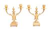* A Pair of Louis XVI Style Gilt Bronze Two-Light Candelabra Height 8 5/8 inches.