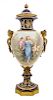 A Sevres Style Gilt Bronze Mounted Porcelain Urn Height 34 inches.
