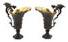 * A Pair of French Bronze Ewers Height 8 1/2 inches.