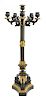 * An Empire Style Gilt and Patinated Bronze Six-Light Candelabrum Height 29 inches.