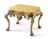 A Venetian Painted and Parcel Gilt Stool Height 19 x width 24 5/8 x depth 20 3/8 inches.
