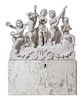 A Continental Marble Figural Group Height 37 1/4 x width 44 x depth 11 1/2 inches.