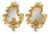 A Pair of Baroque Style Gilt Bronze Mirrors Height 19 1/2 x width 13 1/2 inches.