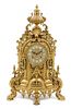 A Neoclassical Style Gilt Brass Mantel Clock Height 23 inches.