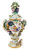 A Meissen Porcelain Covered Urn Height 29 1/2 inches.