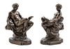 * A Pair of Continental Cast Metal Figures of Nudes Height 7 1/2 inches.