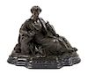 A Continental Bronze Allegorical Figure Height 13 x width 17 1/2 inches.
