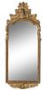 A Continental Giltwood Mirror Height 59 1/2 x width 25 inches.