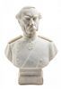 * A Continental Marble Bust of a Military Officer Height 14 3/4 inches.