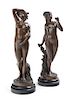 Two Continental Bronze Figures Height of taller 13 3/8 inches.