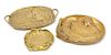 * Three Continental Gilt Bronze Trays Width of widest 9 inches.